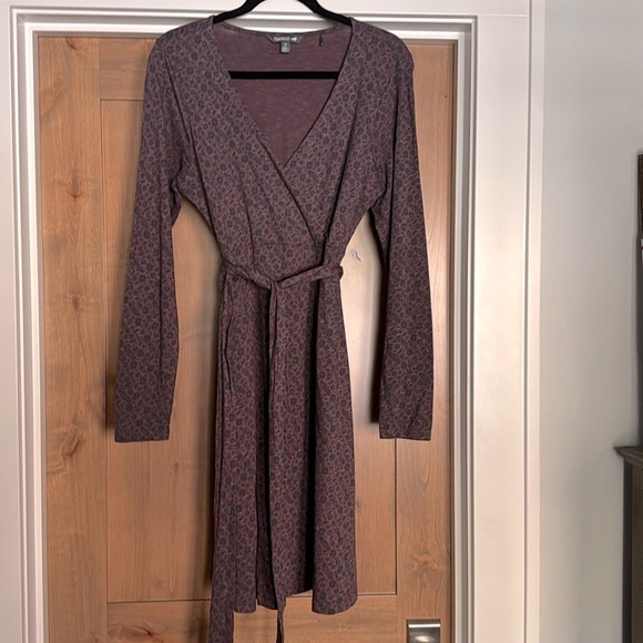 Toad & Co Cue Long Sleeve Wrap Dress Blue Herringbone Medium - Picture 1 of 9